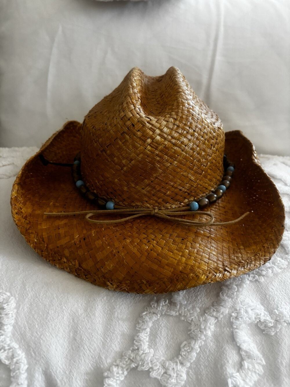 Retro Straw Cowboy Hat. Western Style. Great On The Beach Or On A Day Out.